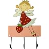 Mila Childrens Coat Hook Strawberry Fairy, 3 Hooks, Hand Painted