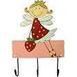 Mila Childrens Coat Hook Strawberry Fairy, 3 Hooks, Hand Painted