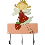 Mila Childrens Coat Hook Strawberry Fairy, 3 Hooks, Hand Painted