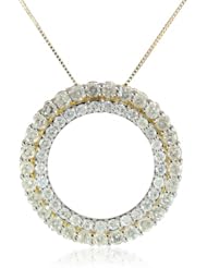 10k Yellow Gold 1.5 cttw Diamond Circle Pendant Necklace, 18"