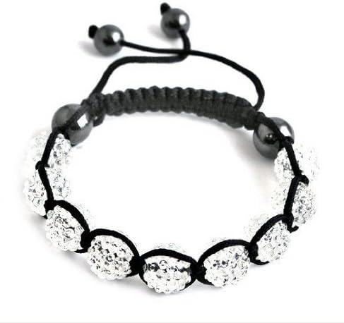 Simplifestyle 100% Hand-made Hematite Disco Unisex Ball Beaded Inspired Rhinestone Gem Crystal Beads Bracelet Band