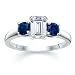 1.00 CT EMERALD DIAMOND W ROUND BLUE SAPPHIRE RING 18K
