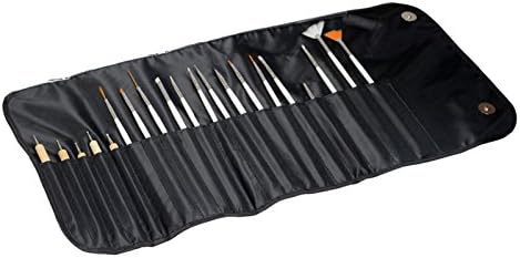Sunydeal® Pro 20pc Nail Art Design Painting Drawing Brushes & Dotting Pen / Dotter Tool Kit (Black 20pcs)