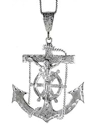 Sterling Silver Large Mariners Cross Pendant, 2 1/16 inch