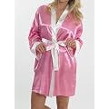 Ladies Butterfly Satin Wrap Dressing Gown Pink/Cream Sizes 8-22