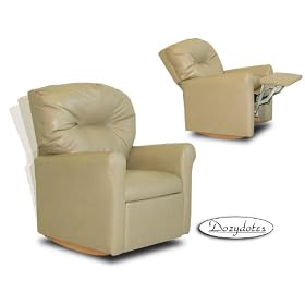 Contemporary Child Rocker Recliner - Beige Leather Like