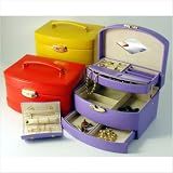 Bold and Spring Ladies Large Auto Open Jewelry Box Color: Purple