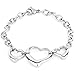 West Coast Jewelry Stainless Steel Polished Triple Open Heart Cable Chain Bracelet - 7 inches