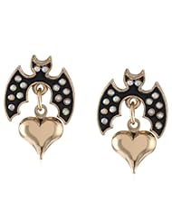 Betsey Johnson "Angel Devil" Bat Heart Drop Earrings