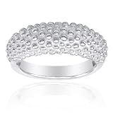 14K White Gold Beaded Designer Stackable Ring