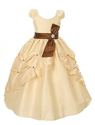 Girls Tea Length Silk Lace-Up Flower-Girl Dress/Party Dress  With a Sash 