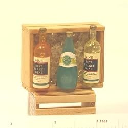 Dollhouse Miniature Wood Crate filled with Ice and 3 Bottles