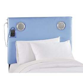 Jammin' Full Kids Mp3 Headboard By Skyline Furniture In Gazebo Light Blue Cotton by Skyline Furniture
