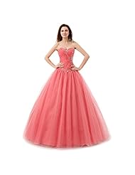  Sweetheart Beaded Lace-Up  Satin/Tulle  Ball Gown Prom Dress/Quinceanera Dress/Wedding Party Dress  With Rhinestones
