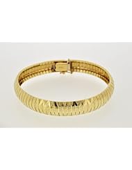 14K Yellow Gold 7" Cleopatra Style Diamond Cut Soft Bangle