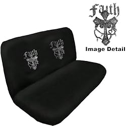 Faith Cross Gem Crystal Studded Rhinestone Bling Car Truck SUV Rear Bench Seat Cover