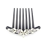 Bridal Czech Crystal Rhinestone & Pearl Floral French Twist Comb