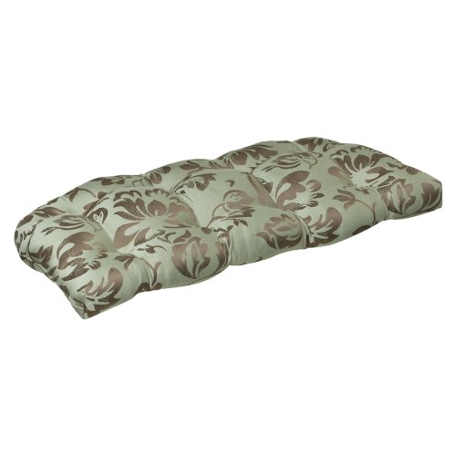Pillow Perfect Outdoor Brown/Green Floral Sunbrella Wicker Loveseat Cushion