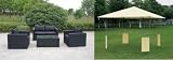 PACKAGE DEAL Stylish GAZEBO 3x3m Party TENT in Cream, MARQUEE + Outdoor Garden Furniture Set (4 Piece - Sofa, Table, 2 Chairs, Cushions) from Charles Jacobs