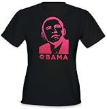 Barack Obama Pink Words of Change Girls T-Shirt (Black) #B206