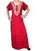 Moroccan Kaftan Abaya Dress Red Floral Embroidered Caftan Nighty Lounger Xxl