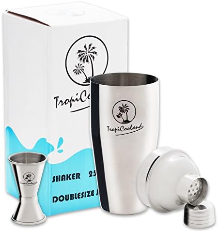 Cocktail Shaker By Tropicooland - Cocktail Shaker Set 25 - Oz Premium Stainless Steel - Doublesize Jigger - for Alcoholic and Non-alcoholic Drinks