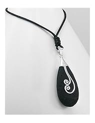 Lava Stone Pendant Necklace In 92.5 Sterling Silver