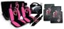 13-piece Auto Interior Gift Set - 2 Multicolor Hearts Front Low Back Bucket Seat Covers, 2 Multicolor Hearts Head Rest Covers, 1 Multicolor Hearts Steering Wheel Cover, 2 Multicolor Hearts Shoulder Harness Pressure Relief Covers, and a Set of 2 Universal Fit Multicolor Hearts rubber Floor Mats for Cars / Trucks
