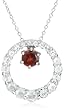 Sterling Silver White Topaz and Garnet Three-in-One Pendant, 18"
