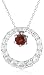 Sterling Silver White Topaz Circle w/ Garnet Three-in-One Pendant, 18