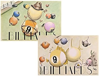 [TWO POSTER] 23.5" x 16" Billiard Poster Wall Decoration Cowboy in Fields &amp; Underwater World