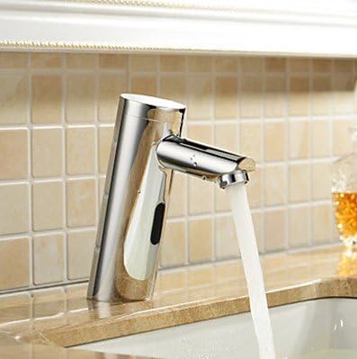Minimalist Brass Bathroom Sink Faucet with Automatic Sensor (Cold)