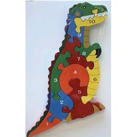 Large Wooden Number Jigsaw Puzzle - Dinosaur