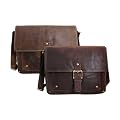 Vintage Messenger Bag /Umh�ngetasche aus ge�ltem Leder f�r 13"-Laptops von Shalimar