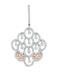 Ladies 14K Two Tone Gold 2.02Ct Round Cut Diamond Designer Charm Pendant 5.6Gr