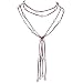 Purple Double Strand Floating White 9-10mm Cultured Pearls Suede Lariat Necklace