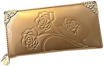 Cukadi Classical Rose Leather Lady Purses Cluth Zipper Wallets Coin Case Gold