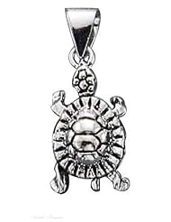 Sterling Silver 18" .8mm Wide Box Chain Necklace With 3D Small Turtle Animal Pendant