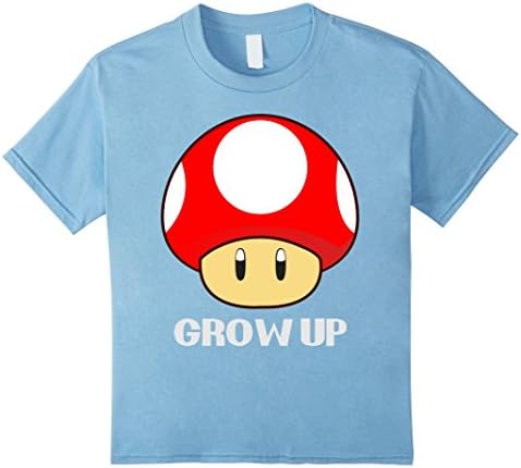Grow Up Mushroom Retro T-shirt - Kids 4 - Baby Blue