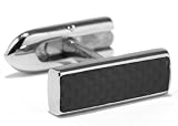 Stainless Steel Cufflinks with Carbon Fiber Inlay