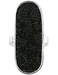 Black Finger Ring - Genuine Stingray Skin Leather