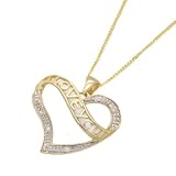 9ct Yellow Gold 0.035ct Diamond I Love You Heart Pendant / Chain 18