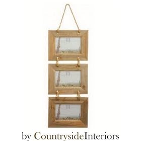WOODEN SHABBY CHIC TRIPLE LANDSCAPE HANGING PHOTO FRAME BY COUNTRYSIDE INTERIORS