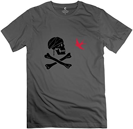 TGRJ Men's T Shirts - New Design Skull Flag Pirate Ship Wall Art Sticker Tshirt DeepHeather Size XL