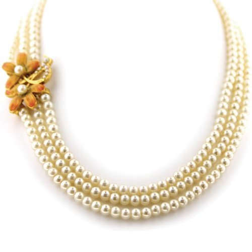 Fantasia Fiori Triple Strand Pearl Necklace