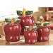 Set of 4 Apple shaped red ceramic CANISTERS country kitchen home decor NEW