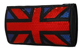 trousse strass brillant avec le drapeau anglais union jack