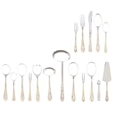 Sterlingcraft 72pc Heavy Gauge Surgical Stainless Steel Flatware Set 24k Gold-Plated Trim