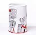 Vintage Style Kitchen Tools Utensil Crock Organizer, 7.5 Inches, Red, Black & White