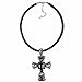 Qiyun (TM) Black Leather Rope Cord Tibet Silver Cross Faith Pendant Sautoir Necklace